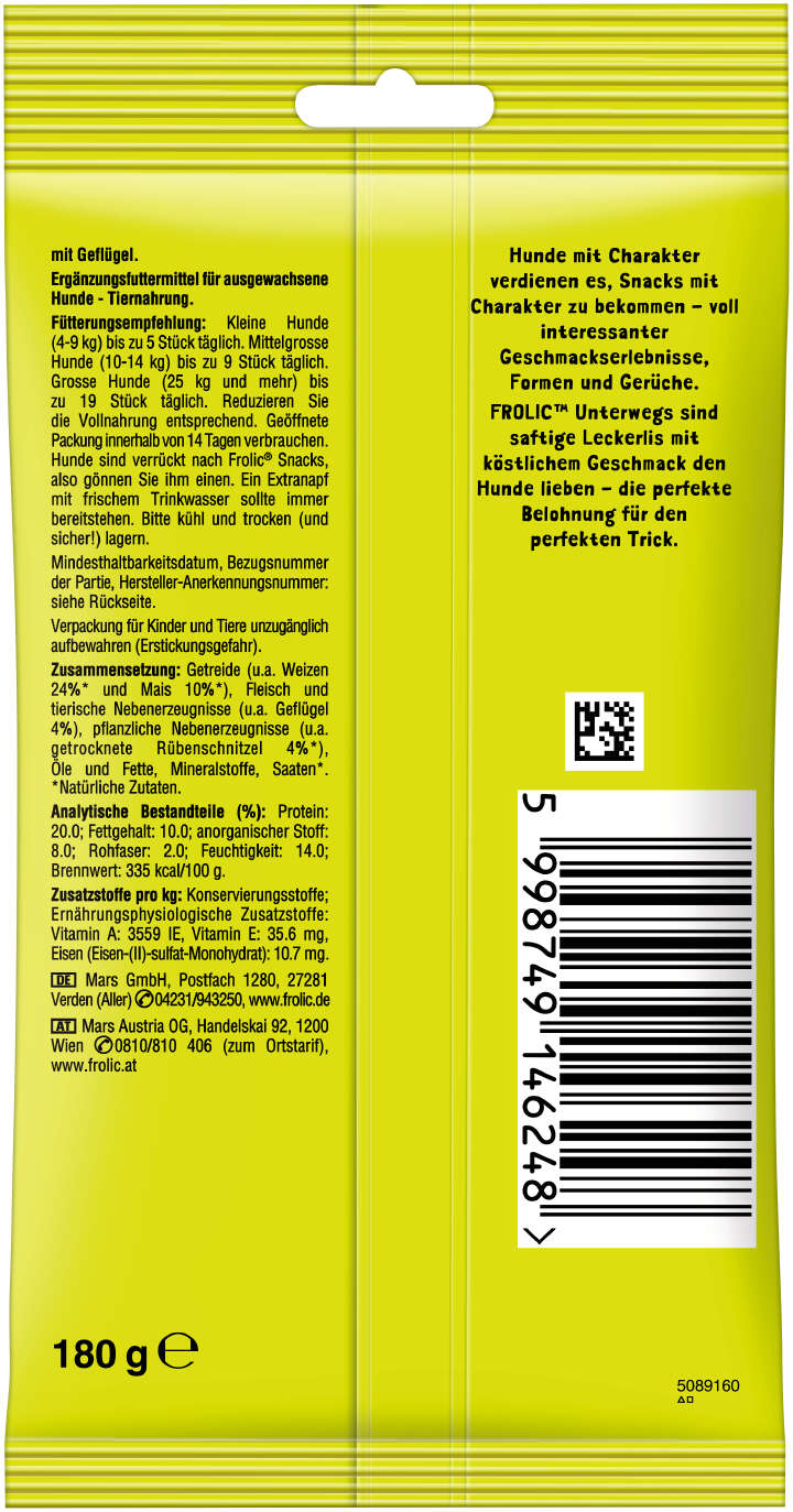 Frolic Hundeleckerli Unterwegs mit Geflügel